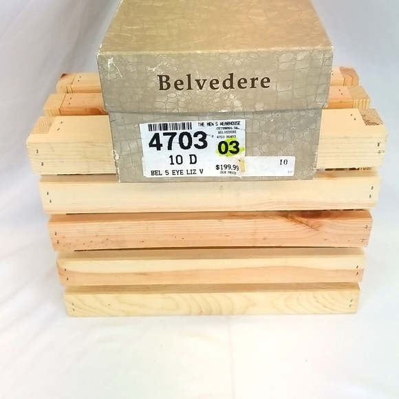 BELVEDERE ITALIAN MADE BROWN LIZARD SKIN DRESS SHOES. SIZE 10 D - Picture 8 of 8